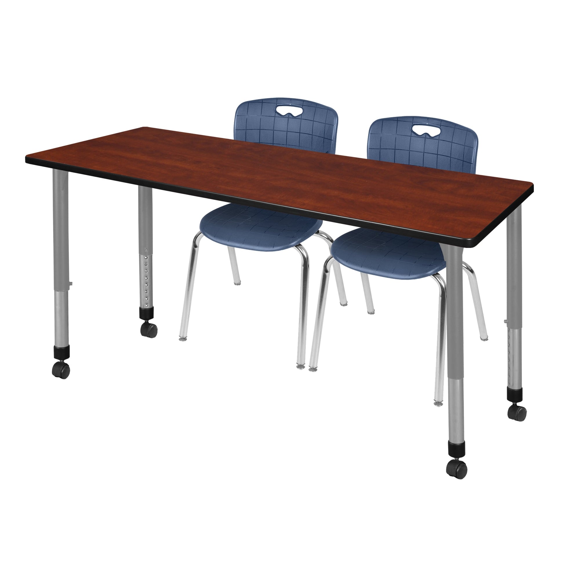 Regency Kee 66 x 30 in. Adjustable Classroom Table & 2 Andy 18 in. Stack Chairs - SchoolOutlet