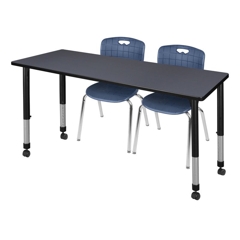Regency Kee Versatile Mobile Height Adjustable Classroom Activity Suite with 2 Andy Stack Chairs 66"W x 30"D x 23 - 34"H (REG - MT6630 - 40) - SchoolOutlet