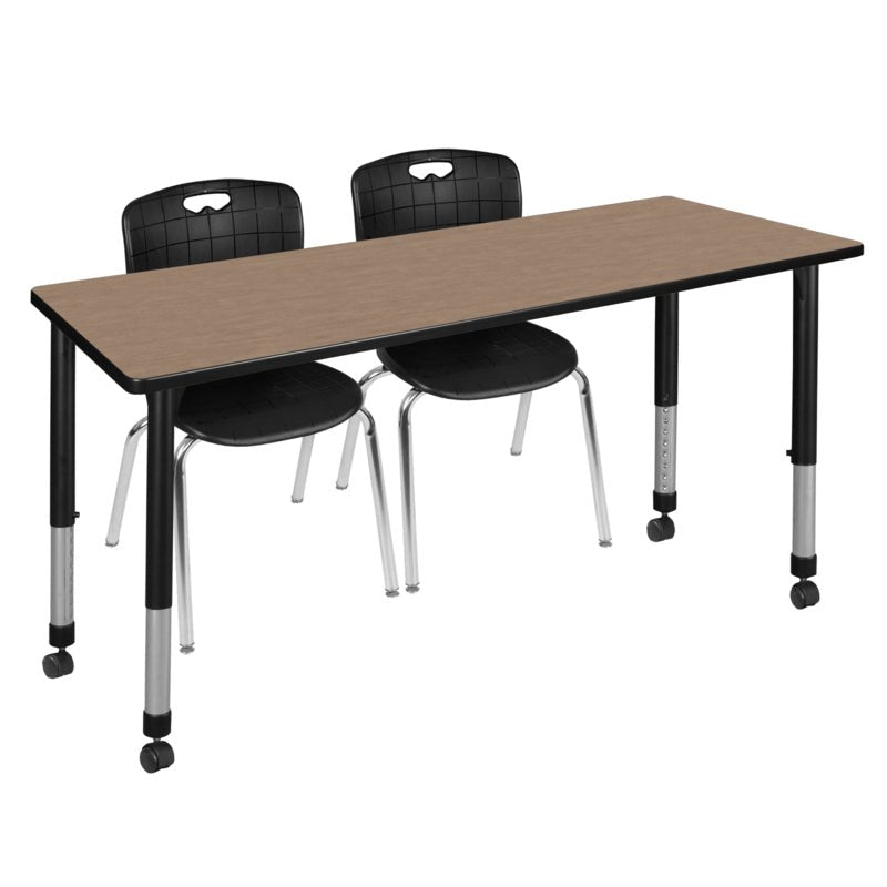 Regency Kee Versatile Mobile Height Adjustable Classroom Activity Suite with 2 Andy Stack Chairs 66"W x 30"D x 23 - 34"H (REG - MT6630 - 40) - SchoolOutlet