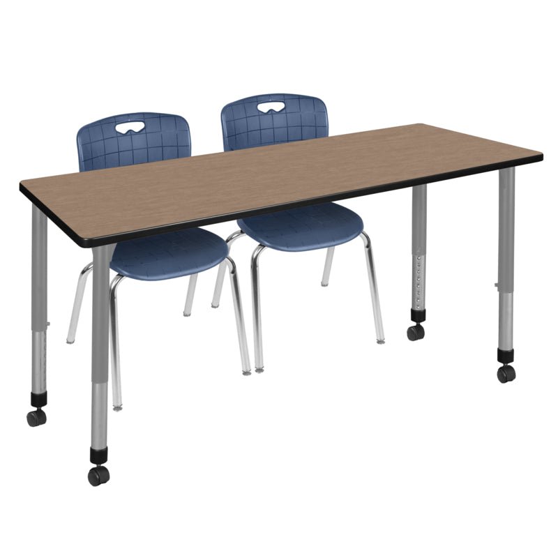 Regency Kee Versatile Mobile Height Adjustable Classroom Activity Suite with 2 Andy Stack Chairs 66"W x 30"D x 23 - 34"H (REG - MT6630 - 40) - SchoolOutlet
