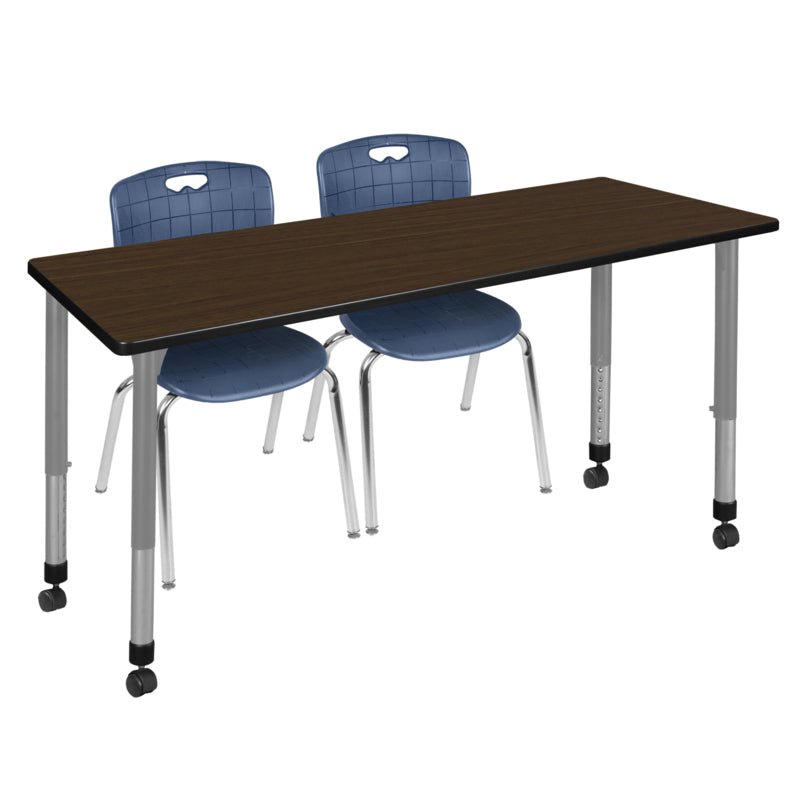 Regency Kee Versatile Mobile Height Adjustable Classroom Activity Suite with 2 Andy Stack Chairs 66"W x 30"D x 23 - 34"H (REG - MT6630 - 40) - SchoolOutlet