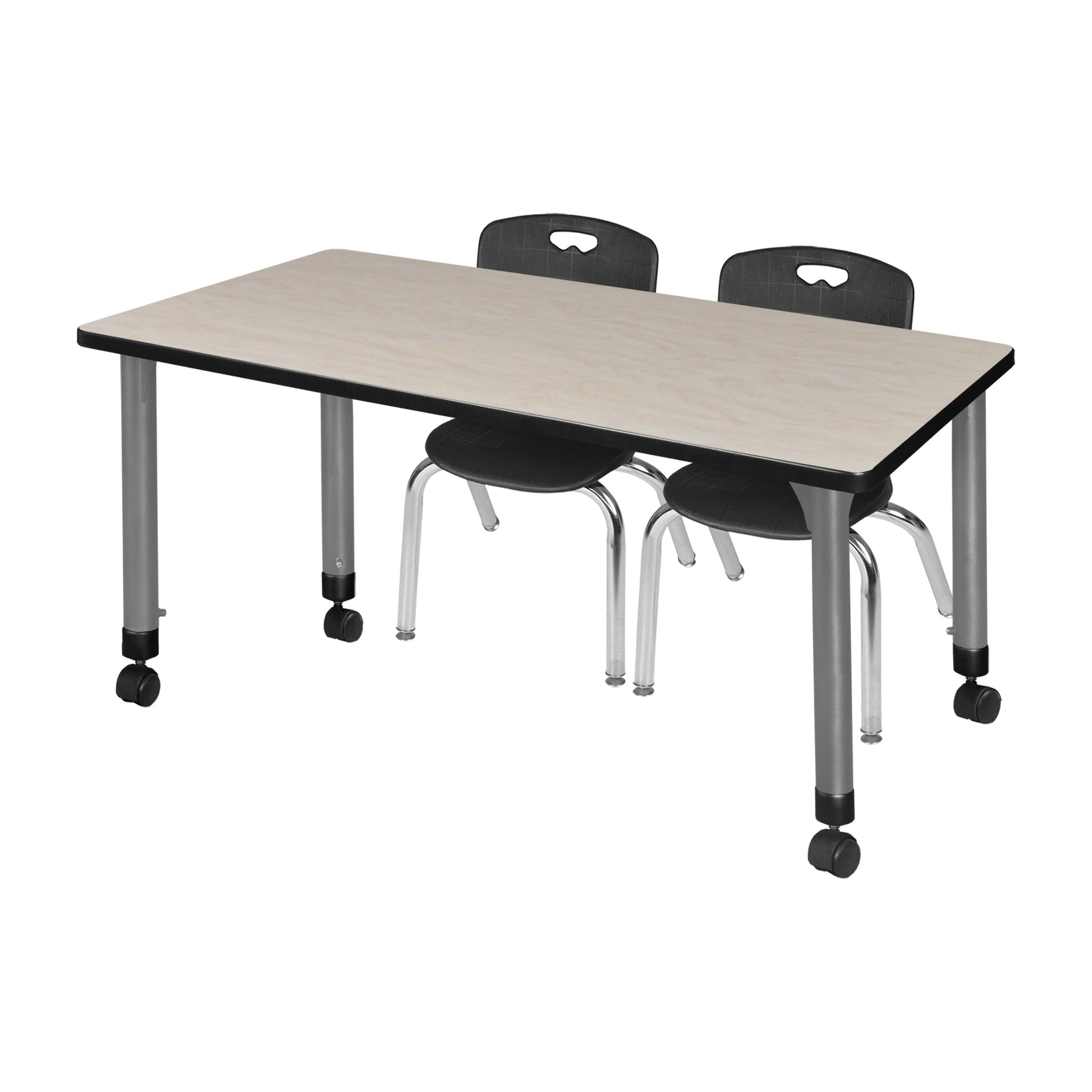 Regency Kee 66 x 30 in. Adjustable Classroom Table & 2 Andy 12 in. Stack Chairs - SchoolOutlet