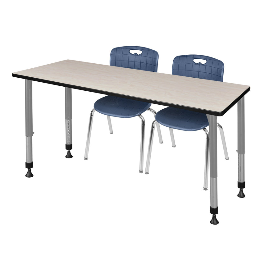 Regency Kee 66 x 30 in. Adjustable Classroom Table & 2 Andy 18 in. Stack Chairs - SchoolOutlet