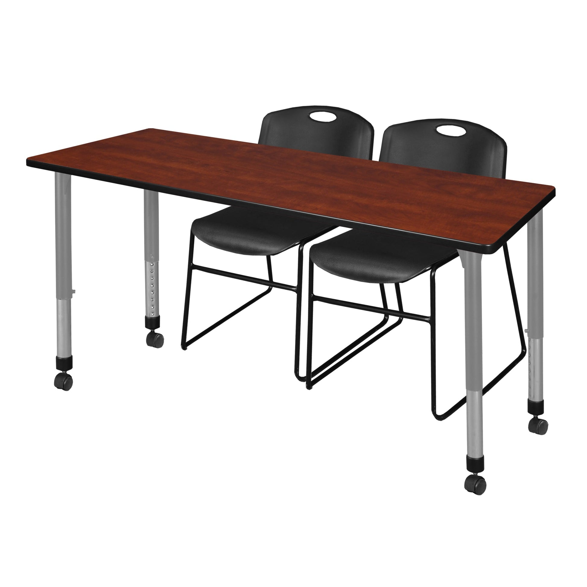 Regency Kee 72 x 24 in. Adjustable Classroom Table & 2 Zeng Stack Chairs - SchoolOutlet