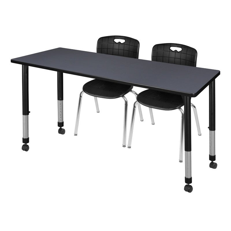 Versatile Regency Kee Mobile Classroom Set with 2 Andy Stack Chairs 72W" x 24D" x 23 - 34H" (REG - MT7224 - 40) - SchoolOutlet