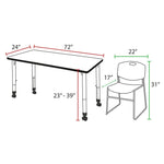 Regency Kee Mobile Classroom Set with 2 Black Zeng Stack Chairs 72W