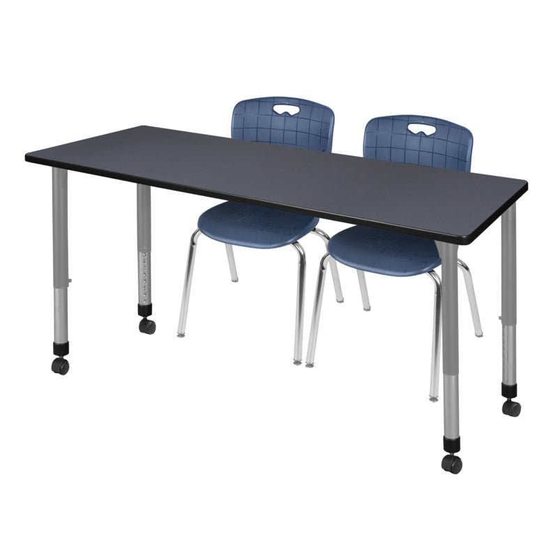 Versatile Regency Kee Mobile Classroom Set with 2 Andy Stack Chairs 72W" x 24D" x 23 - 34H" (REG - MT7224 - 40) - SchoolOutlet