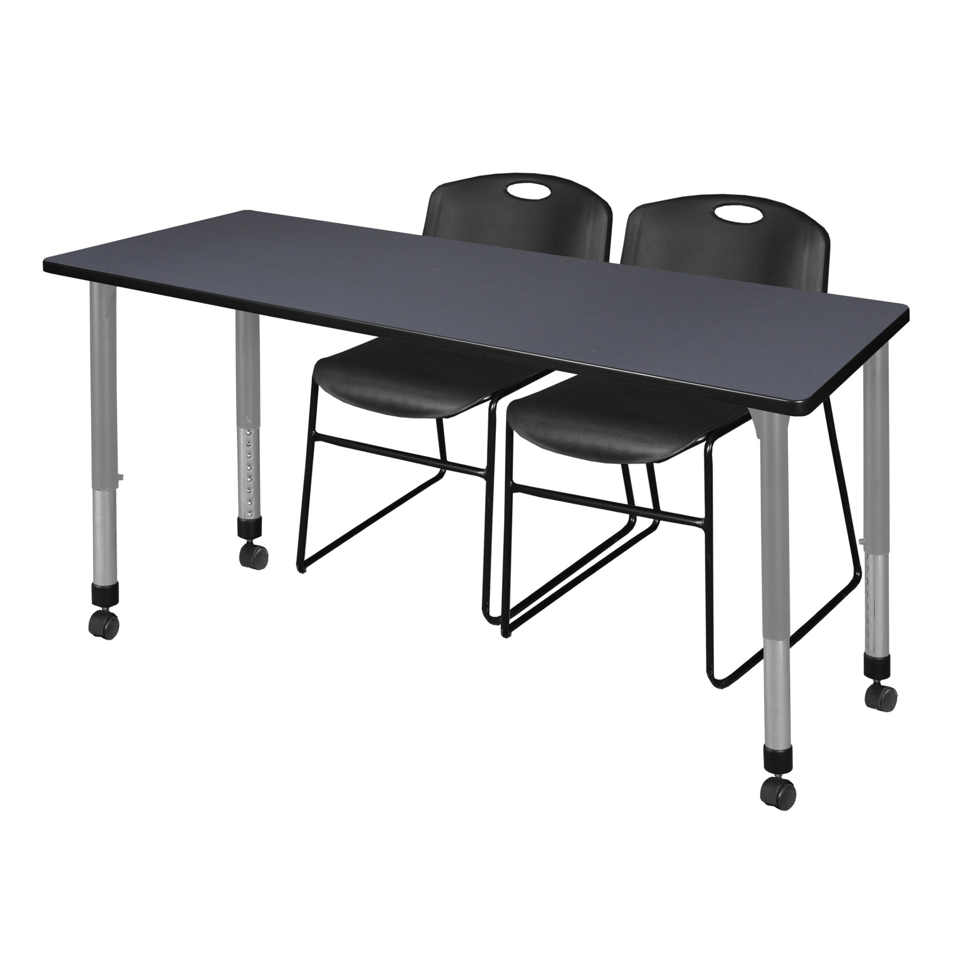 Regency Kee 72 x 24 in. Adjustable Classroom Table & 2 Zeng Stack Chairs - SchoolOutlet