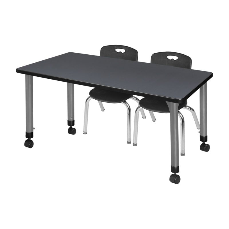 Regency Kee Flexible Mobile Classroom Set with 2 Andy Stack Chairs 72W" x 24D" x 23 - 34H" (REG - MT7224 - 45) - SchoolOutlet