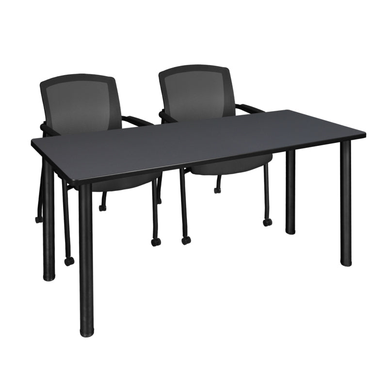 Regency Kee Professional Collaborative Workspace Suite with 2 Knight Mesh Guest Chairs 72"W x 24"D x 29"H (REG - MT7224 - 56) - SchoolOutlet