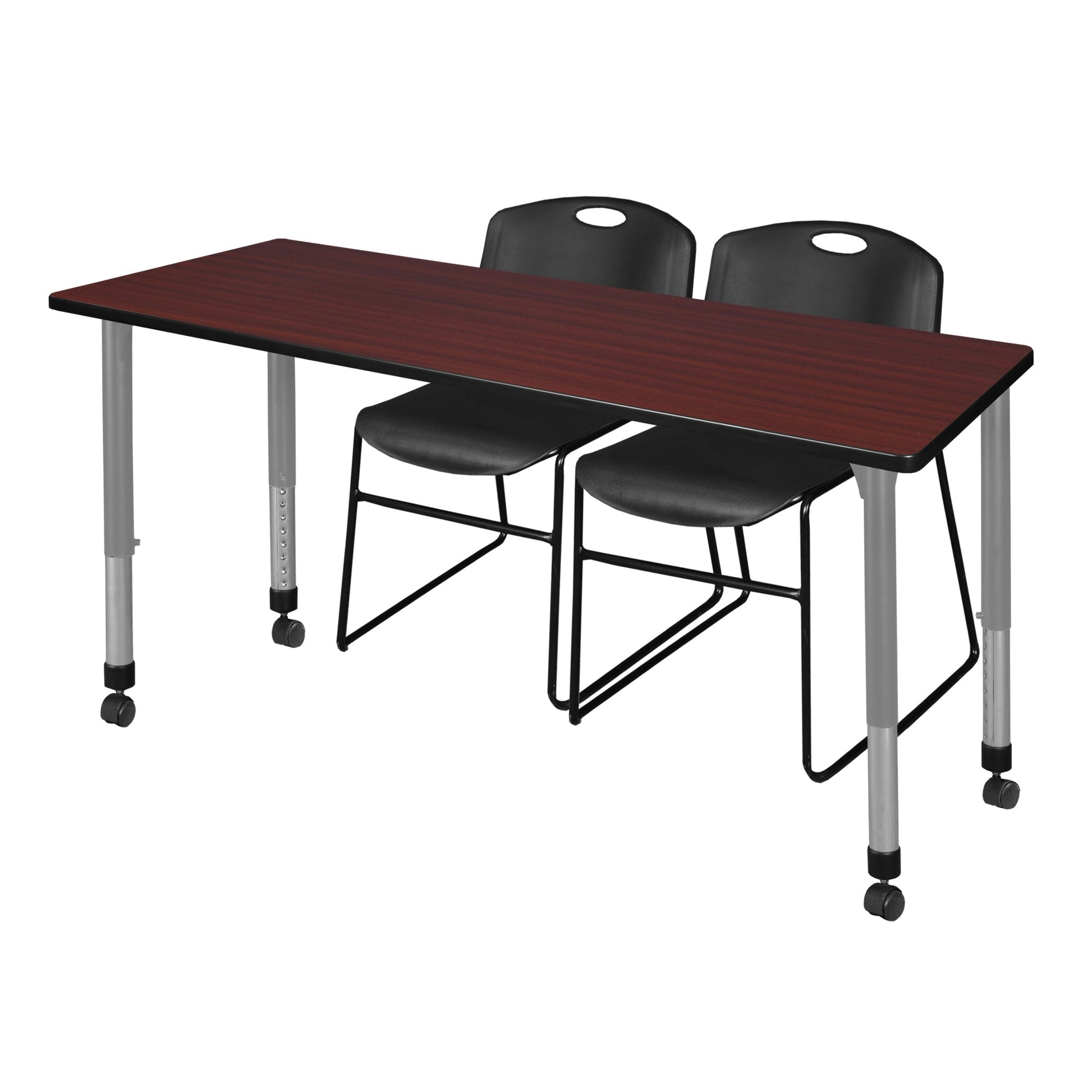 Regency Kee 72 x 24 in. Adjustable Classroom Table & 2 Zeng Stack Chairs - SchoolOutlet