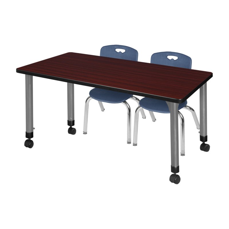 Regency Kee Flexible Mobile Classroom Set with 2 Andy Stack Chairs 72W" x 24D" x 23 - 34H" (REG - MT7224 - 45) - SchoolOutlet