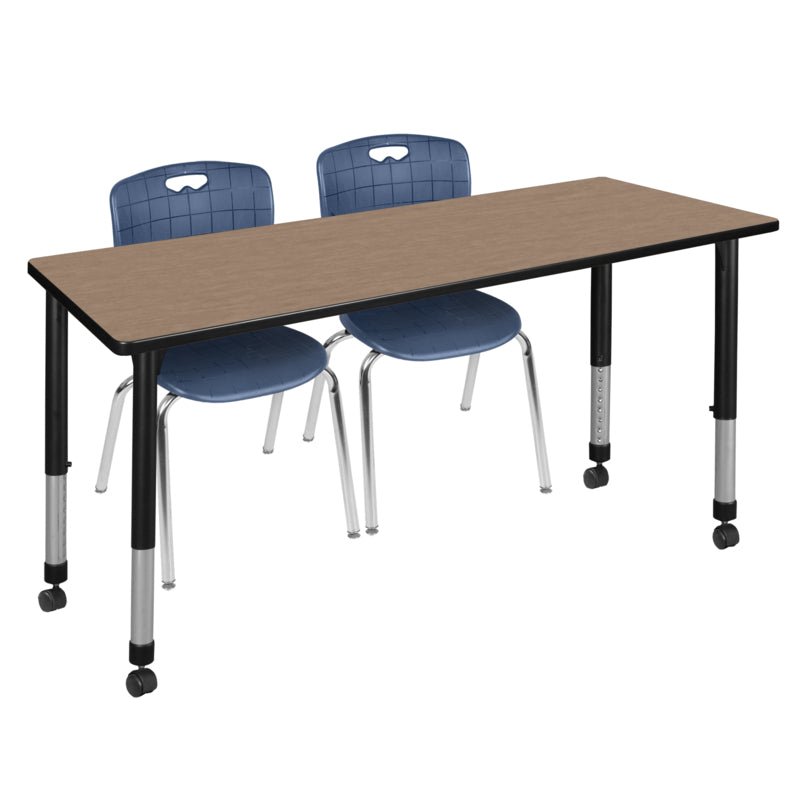 Versatile Regency Kee Mobile Classroom Set with 2 Andy Stack Chairs 72W" x 24D" x 23 - 34H" (REG - MT7224 - 40) - SchoolOutlet
