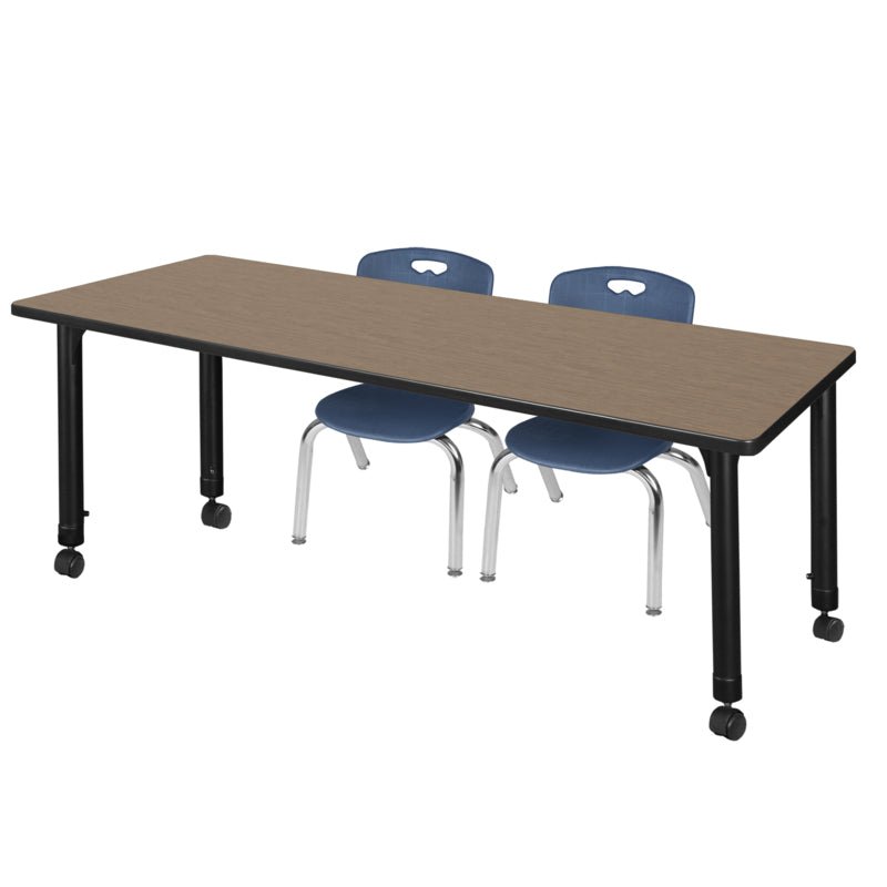 Regency Kee Flexible Mobile Classroom Set with 2 Andy Stack Chairs 72W" x 24D" x 23 - 34H" (REG - MT7224 - 45) - SchoolOutlet