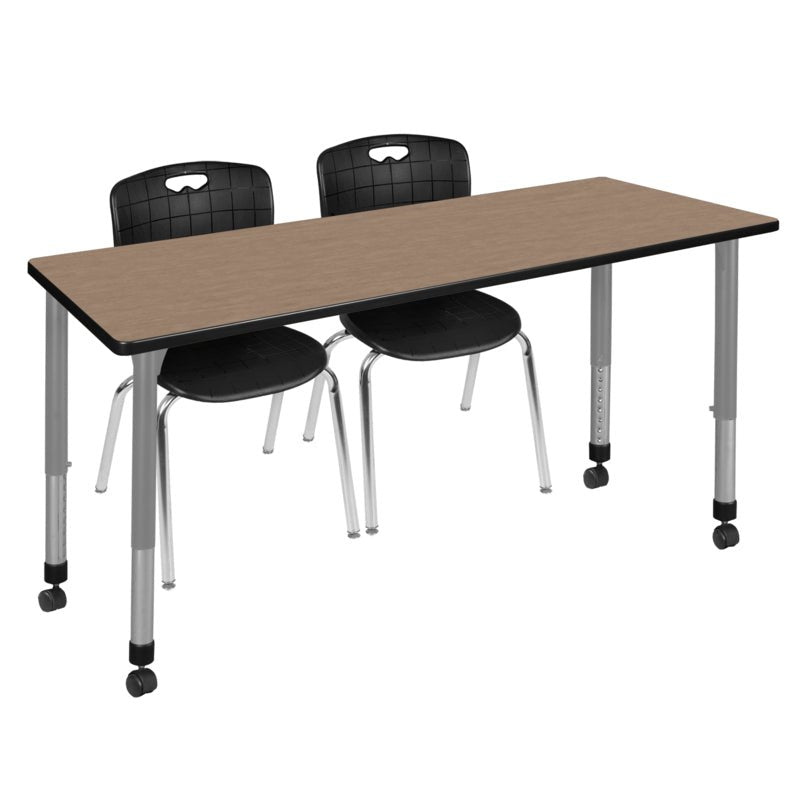 Versatile Regency Kee Mobile Classroom Set with 2 Andy Stack Chairs 72W" x 24D" x 23 - 34H" (REG - MT7224 - 40) - SchoolOutlet