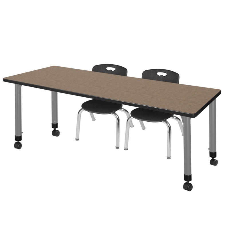 Regency Kee Flexible Mobile Classroom Set with 2 Andy Stack Chairs 72W" x 24D" x 23 - 34H" (REG - MT7224 - 45) - SchoolOutlet