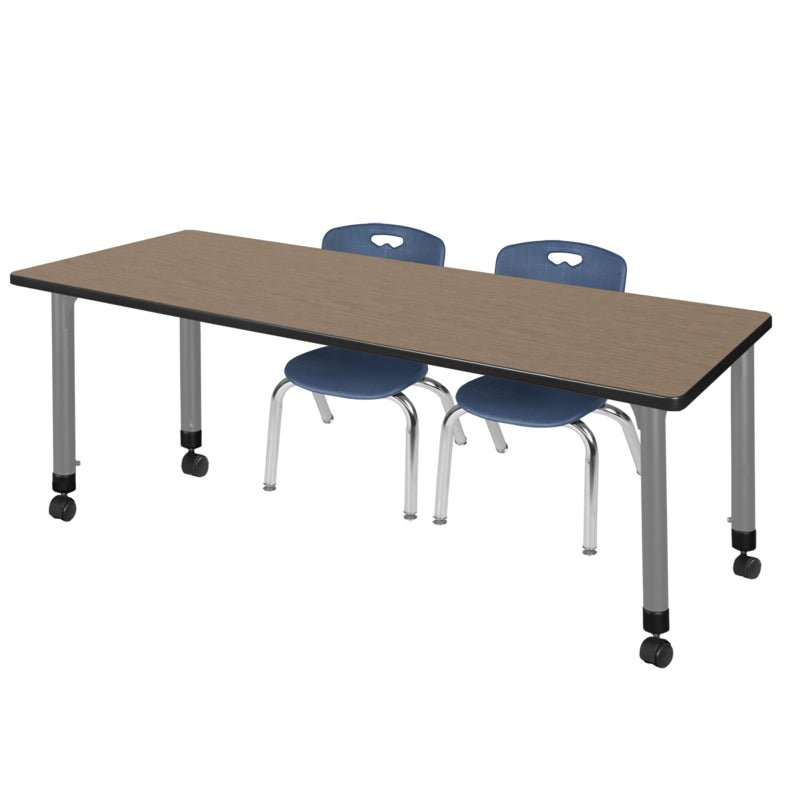 Regency Kee Flexible Mobile Classroom Set with 2 Andy Stack Chairs 72W" x 24D" x 23 - 34H" (REG - MT7224 - 45) - SchoolOutlet