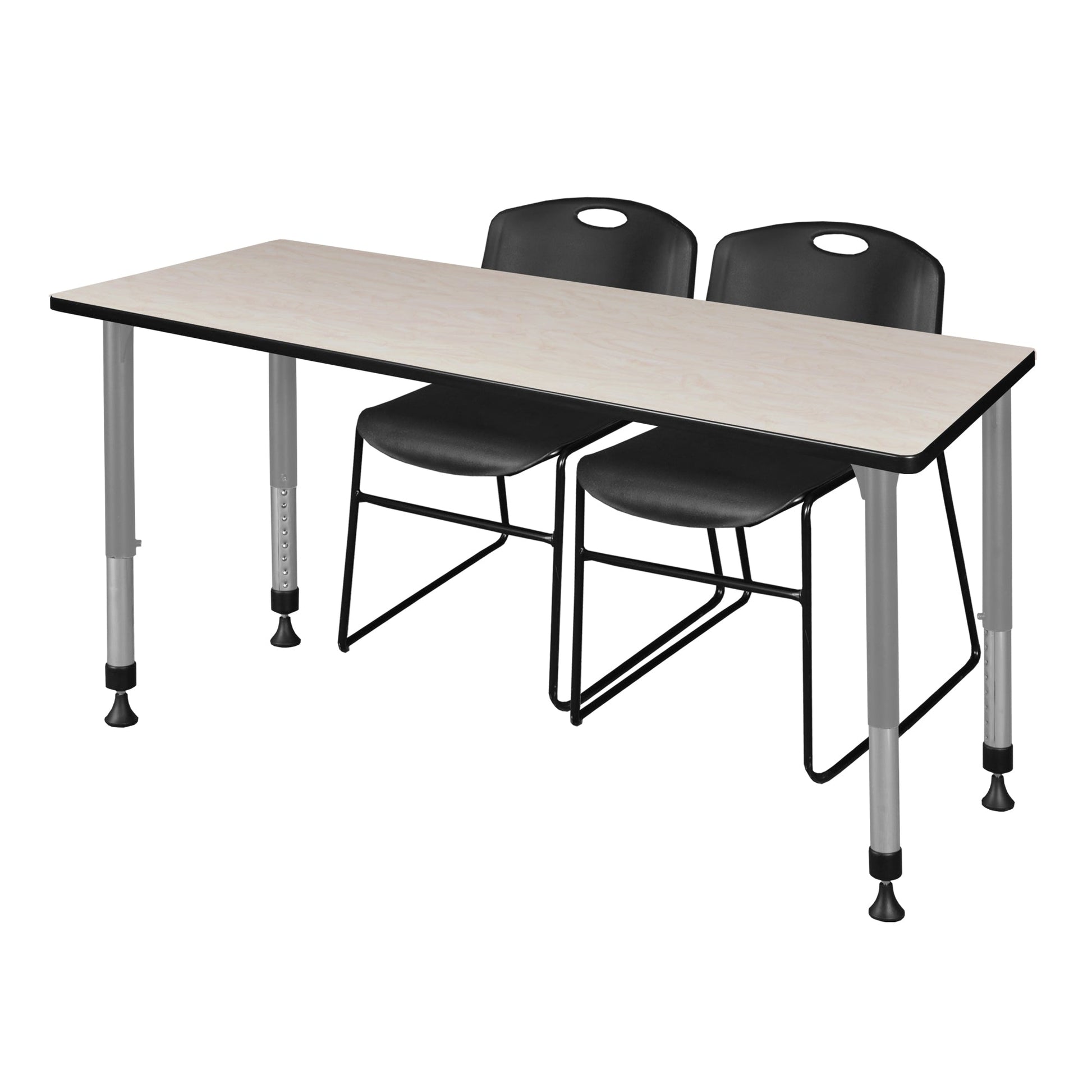 Regency Kee 72 x 24 in. Adjustable Classroom Table & 2 Zeng Stack Chairs - SchoolOutlet