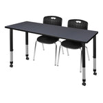 Regency Kee Versatile Mobile Adjustable Classroom Set with 2 Andy Stack Chairs 72W