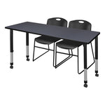 Regency Kee Versatile Mobile Adjustable Classroom Set with 2 Heavy Duty Black Zeng Stack Chairs 72W
