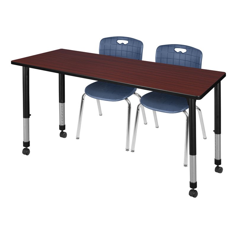 Regency Kee Versatile Mobile Adjustable Classroom Set with 2 Andy Stack Chairs 72W" x 30D" x 23 - 34H" (REG - MT7230 - 40) - SchoolOutlet