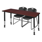 Regency Kee Versatile Mobile Adjustable Classroom Set with 2 Heavy Duty Black Zeng Stack Chairs 72W
