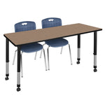Regency Kee Versatile Mobile Adjustable Classroom Set with 2 Andy Stack Chairs 72W