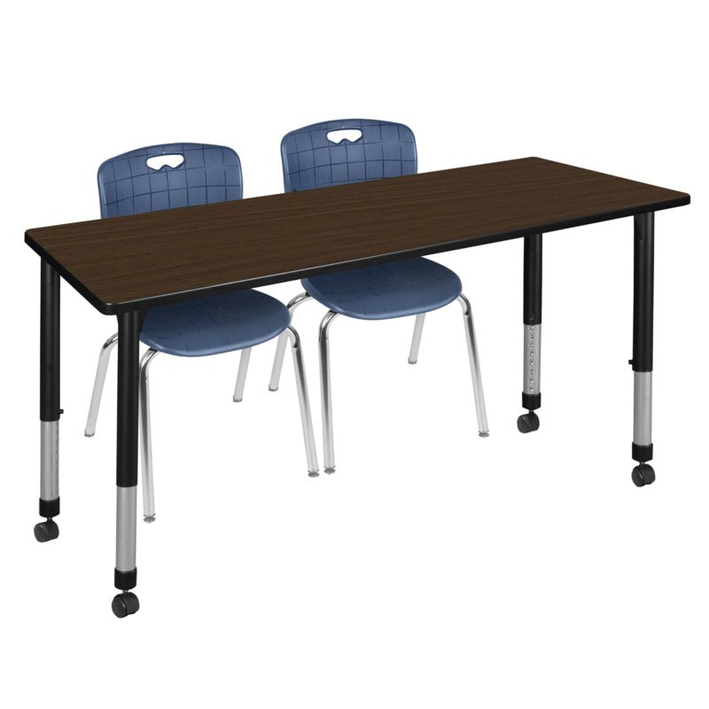 Regency Kee Versatile Mobile Adjustable Classroom Set with 2 Andy Stack Chairs 72W" x 30D" x 23 - 34H" (REG - MT7230 - 40) - SchoolOutlet