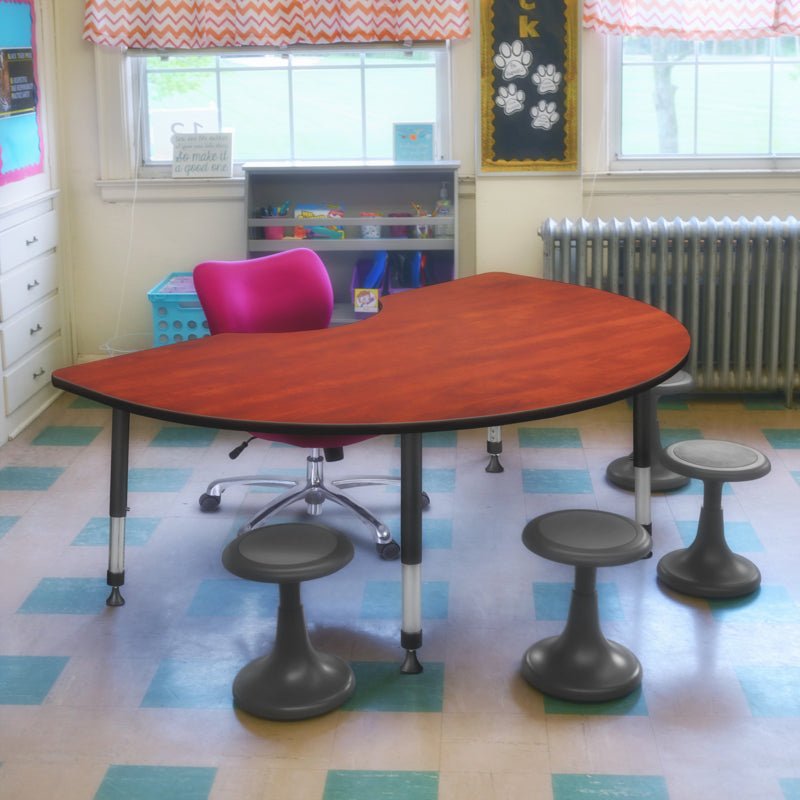 Regency Kee Interactive Kidney Shaped Height Adjustable Classroom Table 72" W x 48" D x 22 - 32" H (REG - MTKY7248) - SchoolOutlet