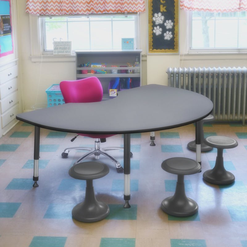Regency Kee Interactive Kidney Shaped Height Adjustable Classroom Table 72" W x 48" D x 22 - 32" H (REG - MTKY7248) - SchoolOutlet
