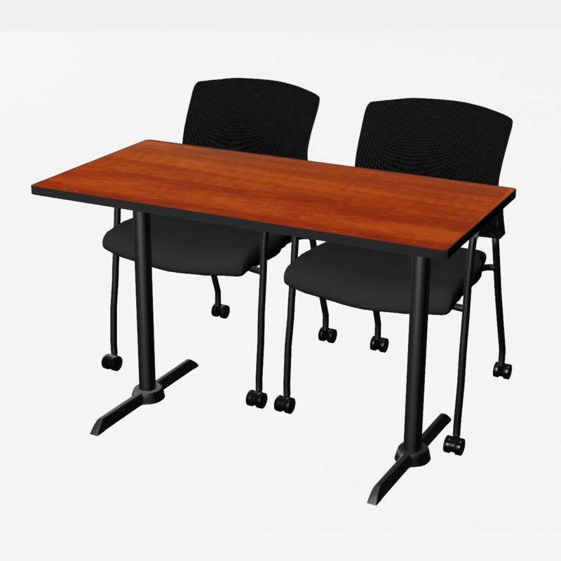 Regency Cain Ergonomic Seminar Workspace with 2 Knight Mesh Chairs 48" x 24" x 29" (REG - MTRCT4824 - 56) - SchoolOutlet
