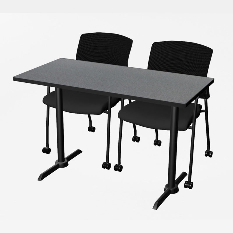 Regency Cain Ergonomic Seminar Workspace with 2 Knight Mesh Chairs 48" x 24" x 29" (REG - MTRCT4824 - 56) - SchoolOutlet