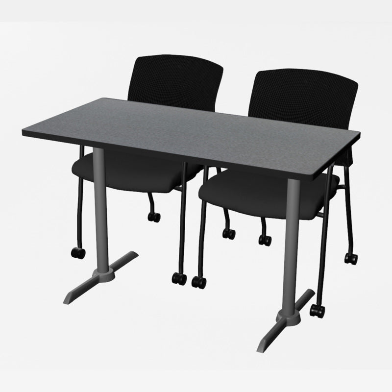 Regency Cain Ergonomic Seminar Workspace with 2 Knight Mesh Chairs 48" x 24" x 29" (REG - MTRCT4824 - 56) - SchoolOutlet