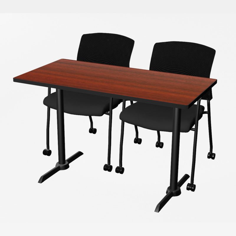 Regency Cain Ergonomic Seminar Workspace with 2 Knight Mesh Chairs 48" x 24" x 29" (REG - MTRCT4824 - 56) - SchoolOutlet
