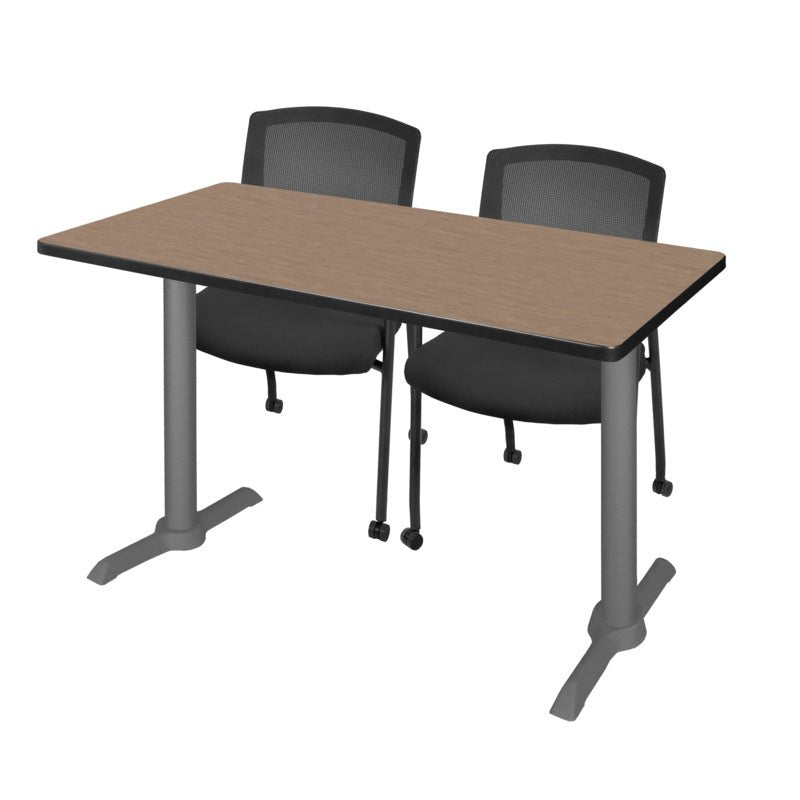 Regency Cain Ergonomic Seminar Workspace with 2 Knight Mesh Chairs 48" x 24" x 29" (REG - MTRCT4824 - 56) - SchoolOutlet
