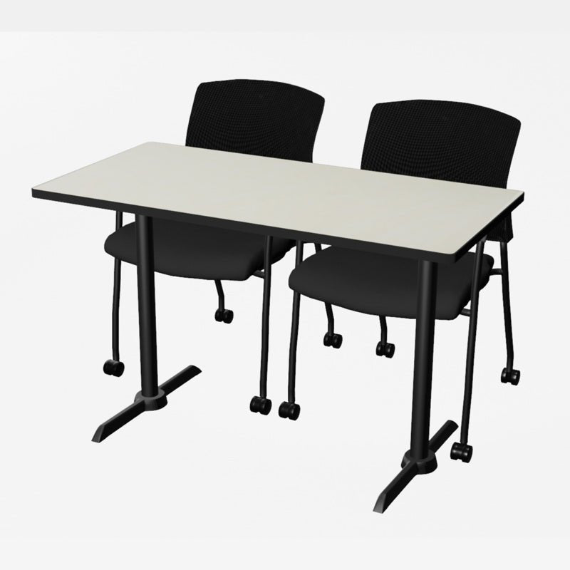 Regency Cain Ergonomic Seminar Workspace with 2 Knight Mesh Chairs 48" x 24" x 29" (REG - MTRCT4824 - 56) - SchoolOutlet