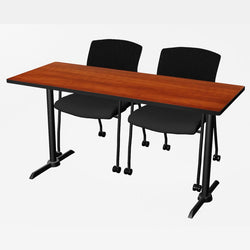 Regency Cain Ergonomic Seminar Workspace with 2 Knight Mesh Chairs 60" x 24" x 29" (REG-MTRCT6024-56)