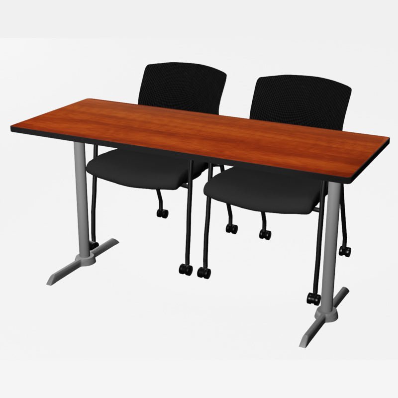 Regency Cain Ergonomic Seminar Workspace with 2 Knight Mesh Chairs 60" x 24" x 29" (REG - MTRCT6024 - 56) - SchoolOutlet