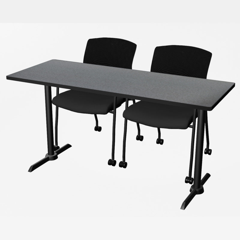 Regency Cain Ergonomic Seminar Workspace with 2 Knight Mesh Chairs 60" x 24" x 29" (REG - MTRCT6024 - 56) - SchoolOutlet