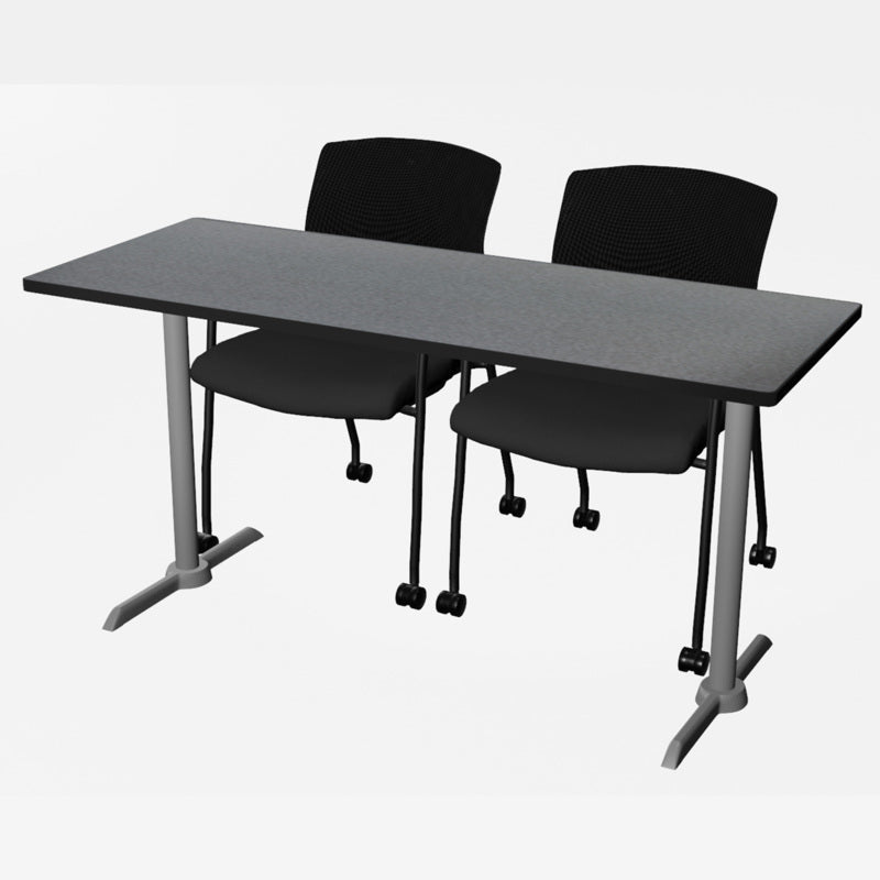 Regency Cain Ergonomic Seminar Workspace with 2 Knight Mesh Chairs 60" x 24" x 29" (REG - MTRCT6024 - 56) - SchoolOutlet