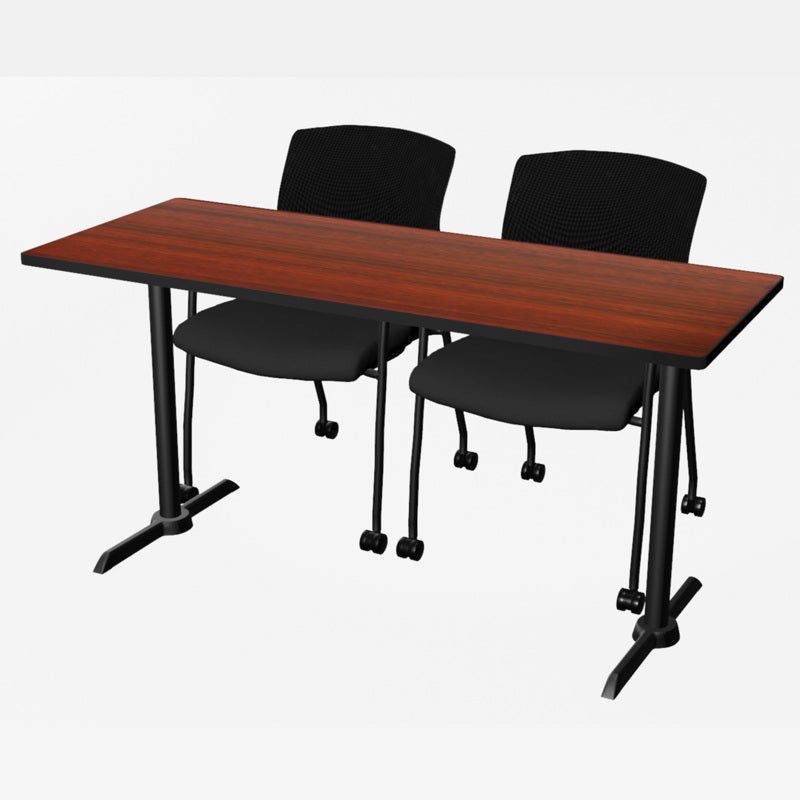 Regency Cain Ergonomic Seminar Workspace with 2 Knight Mesh Chairs 60" x 24" x 29" (REG - MTRCT6024 - 56) - SchoolOutlet