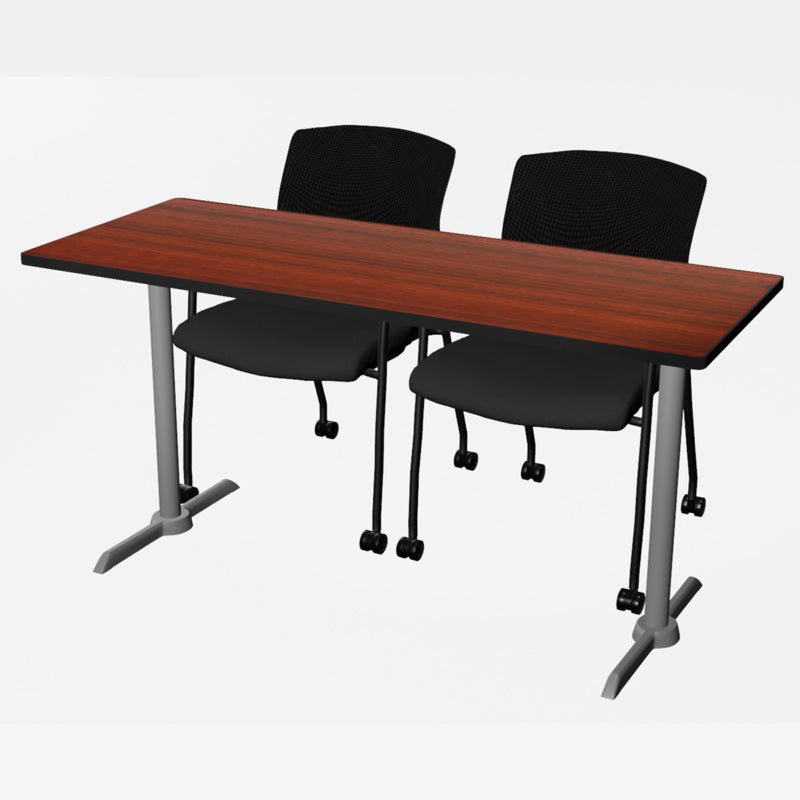 Regency Cain Ergonomic Seminar Workspace with 2 Knight Mesh Chairs 60" x 24" x 29" (REG - MTRCT6024 - 56) - SchoolOutlet