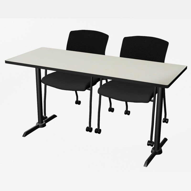 Regency Cain Ergonomic Seminar Workspace with 2 Knight Mesh Chairs 60" x 24" x 29" (REG - MTRCT6024 - 56) - SchoolOutlet