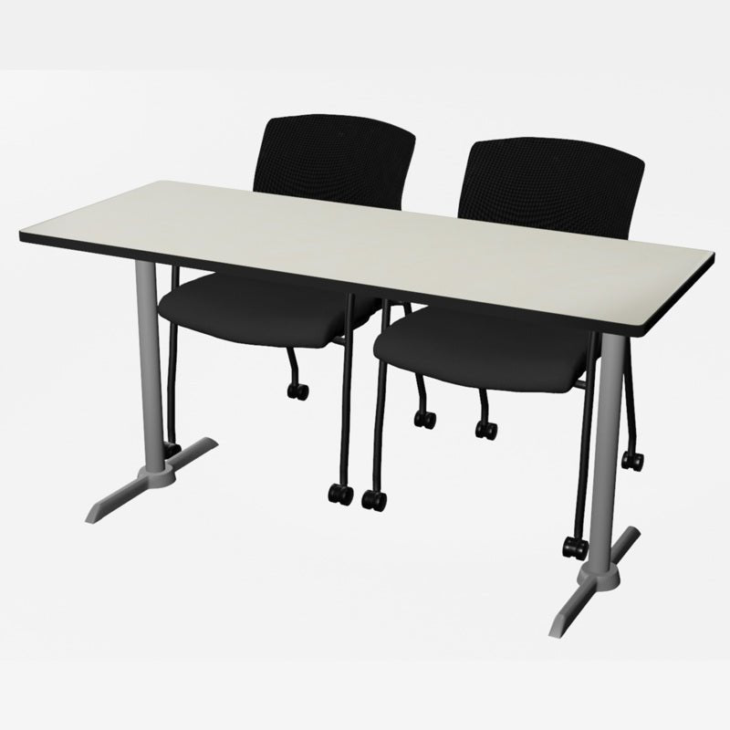 Regency Cain Ergonomic Seminar Workspace with 2 Knight Mesh Chairs 60" x 24" x 29" (REG - MTRCT6024 - 56) - SchoolOutlet