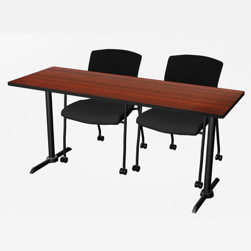 Regency Cain Ergonomic Seminar Workspace with 2 Knight Mesh Chairs 66" x 24" x 29" (REG - MTRCT6624 - 56) - SchoolOutlet