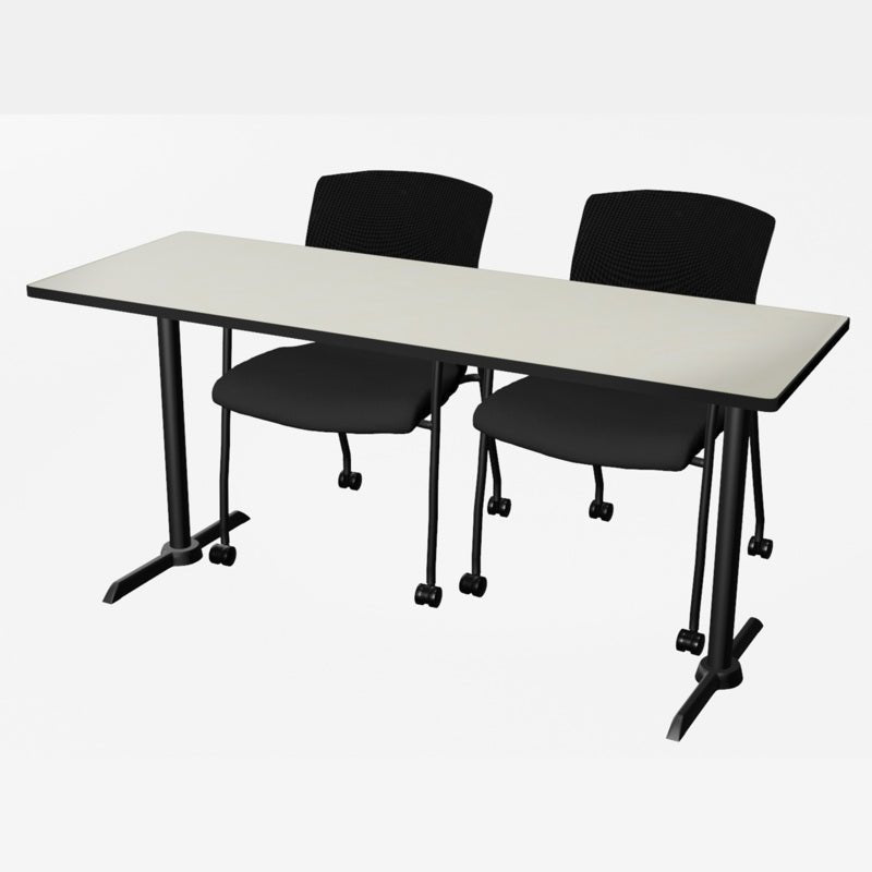 Regency Cain Ergonomic Seminar Workspace with 2 Knight Mesh Chairs 66" x 24" x 29" (REG - MTRCT6624 - 56) - SchoolOutlet