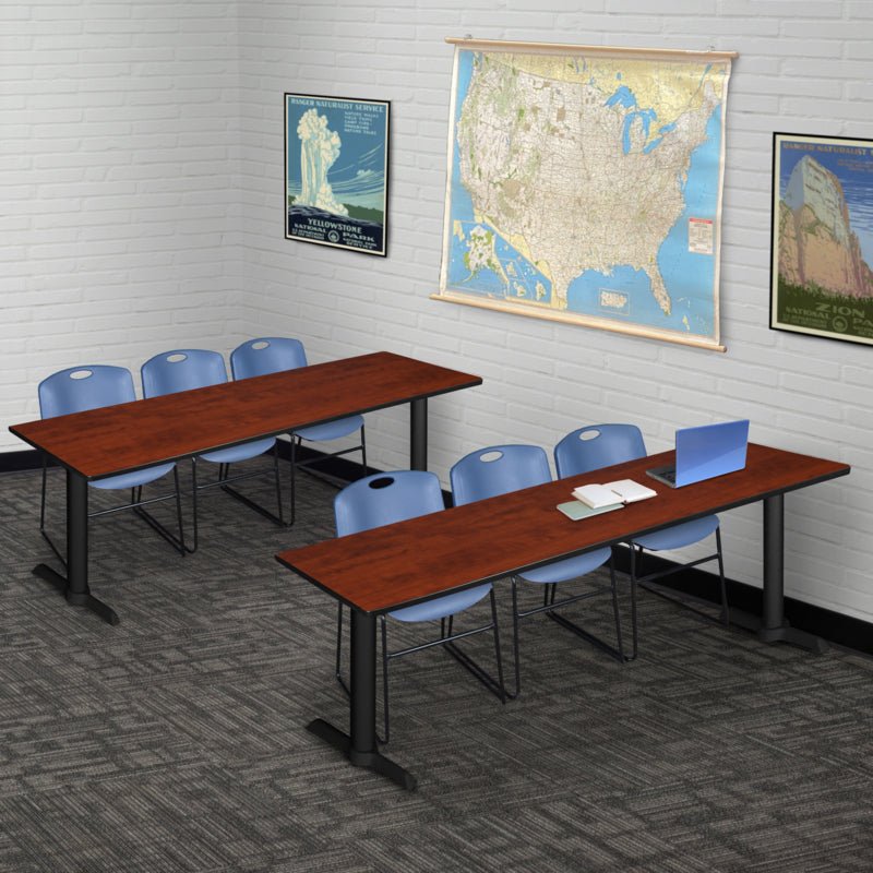 Regency Cain Collaborative Seminar Suite with 3 Zeng Stack Chairs 84" x 24" x 29" (REG - MTRCT8424 - 44) - SchoolOutlet