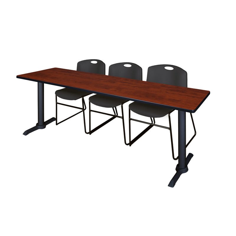 Regency Cain Collaborative Seminar Suite with 3 Zeng Stack Chairs 84" x 24" x 29" (REG - MTRCT8424 - 44) - SchoolOutlet