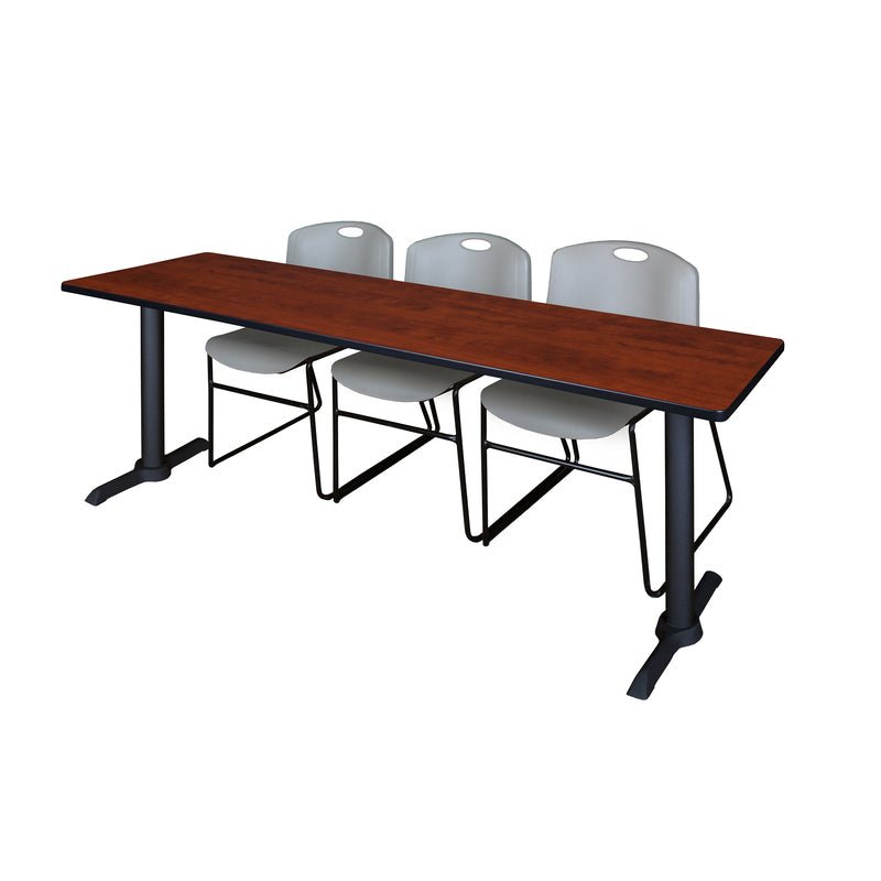 Regency Cain Collaborative Seminar Suite with 3 Zeng Stack Chairs 84" x 24" x 29" (REG - MTRCT8424 - 44) - SchoolOutlet