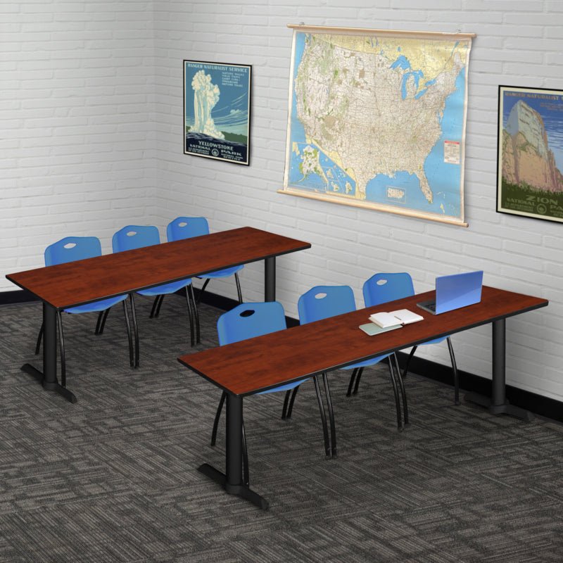 Regency Cain Seminar Training Table with 3 M Stack Chairs 84" x 24" x 29" (REG - MTRCT8424 - 47) - SchoolOutlet